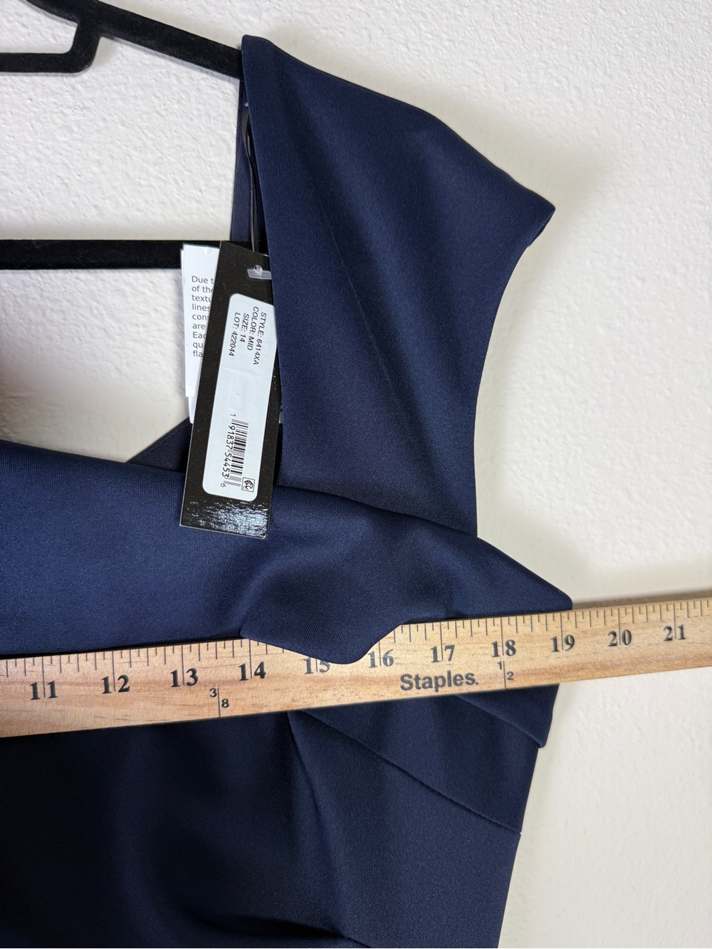 XSCAPE Navy Blue Ruched Maxi Dress 14 NWT Formal Evening Wedding Guest Gown - Picture 10 of 13